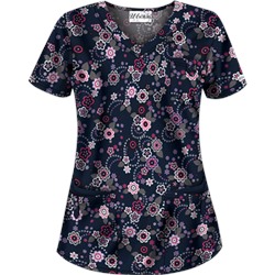 UA Floral Extravaganza Navy Scrub Top