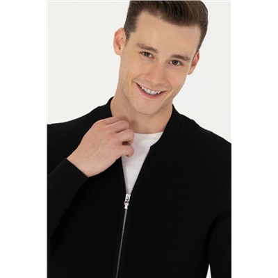 Erkek Siyah Basic Triko Hırka