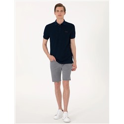 Lacivert Slim Fit Örme Dokulu Polo Yaka Tişört