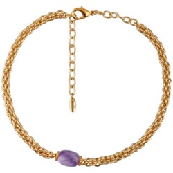 Колье Терра (аметист фиолетовый 15мм; покрытие золото) 44-49см, Есть комплект