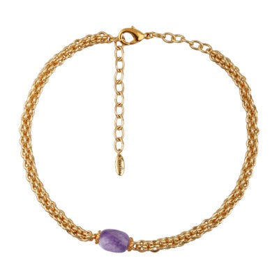 Колье Терра (аметист фиолетовый 15мм; покрытие золото) 44-49см, Есть комплект