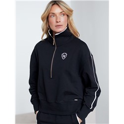 Джемпер с воротом на молнии и лампасами из футера двухнитки с эластаном