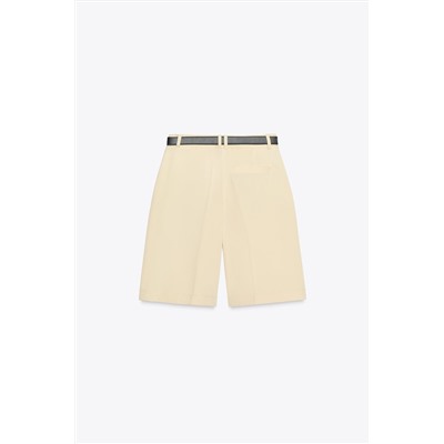 HIGH-WAIST DARTED BERMUDA SHORTS WITH BELT