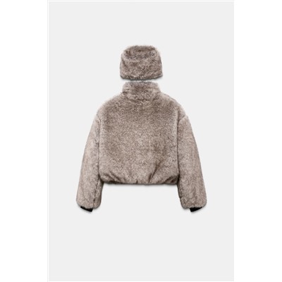 SHORT COAT WITH FAUX FUR HOOD HEIQ XREFLEX™ TECHNOLOGY SKI COLLECTION
