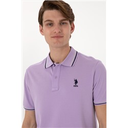 Erkek Regular Fit Polo Yaka Lila Basic Tişört