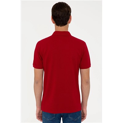 Erkek Bordo Basic Polo Yaka Tişört