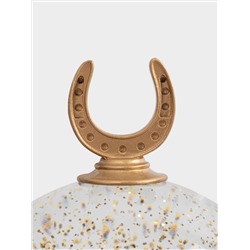 Снежный фонарь, 18 см, с подсветкой, пластик, золотистый, Лошадь в шаре, Horse