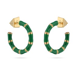 Серьги Бамбук (эмаль зеленая, 2.5см; покрытие золото), Есть комплект