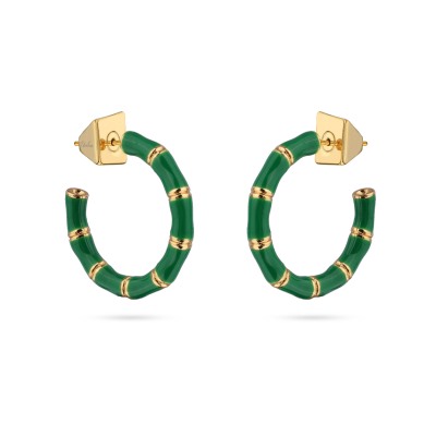 Серьги Бамбук (эмаль зеленая, 2.5см; покрытие золото), Есть комплект