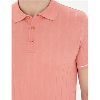 Kırmızı Slim Fit Düğmeli Polo Yaka Triko Tişört