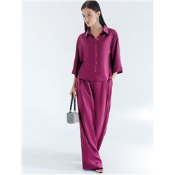 Блузка с короткими рукавами из плотного струящегося сатина