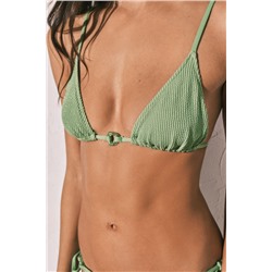 Top bikini triangular textura crinkle verde