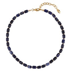 Колье Селена (лазурит 8мм; покрытие золото) 42-47см, Есть комплект