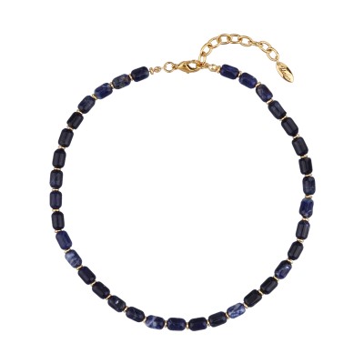Колье Селена (лазурит 8мм; покрытие золото) 42-47см, Есть комплект