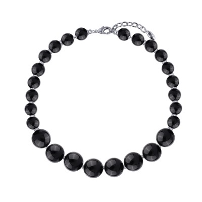 Колье Сфера (смола черная 14-20мм; покрытие родий) 47-53см, Есть комплект