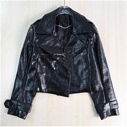 Женская куртка с черепаховым узором из искусственной кожи