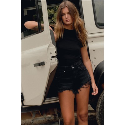 SHORTS DENIM TRF CURVED TIRO ALTO