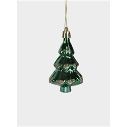 Набор елочных игрушек, 7 см, 2 шт, пластик, зеленый/красный, Елка и трость, New year