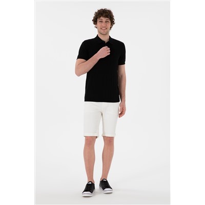 Erkek Slim Fit Polo Yaka Siyah Triko Tişört