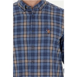 Erkek Mavi Uzun Kollu Gömlek