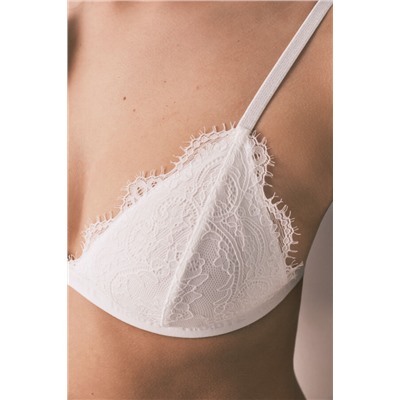 Sujetador triangular encaje blanco