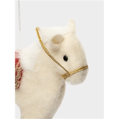 Игрушка елочная, 17 см, пенопласт/полиэстер, молочно-красная, Лошадка, New year