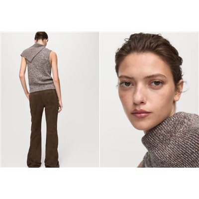 Вязаный жилет-пуловер с отворотами  МАНГ*О