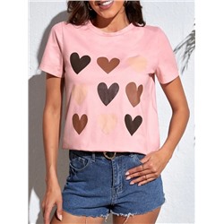EMERY ROSE Heart Print Tee