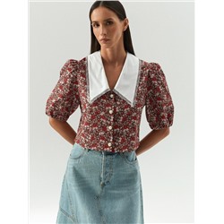 Укороченная блузка с воротником, B3157/cumbia