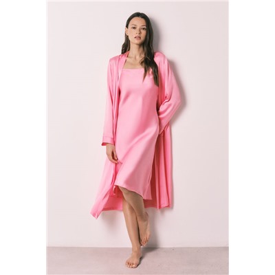 Camisón midi tirantes satén rosa