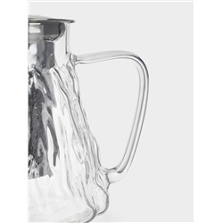 Чайник заварочный, 1 л, стекло Б/сталь, Мятая фактура