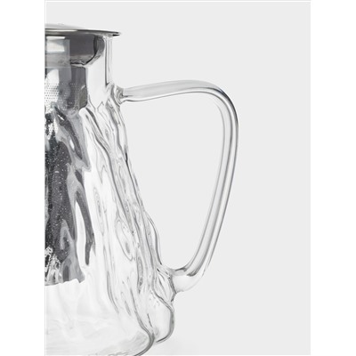 Чайник заварочный, 1 л, стекло Б/сталь, Мятая фактура