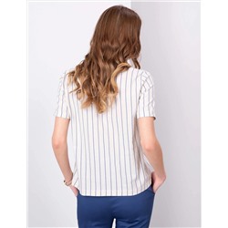Açık Mavi Crop Çizgili Kısa Kollu Bluz