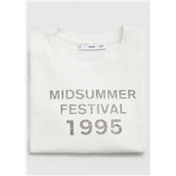 Camiseta crop estampada