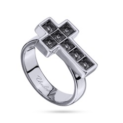 Кольцо Квадро (кристаллы SW темно-серые; покрытие родий), Есть комплект