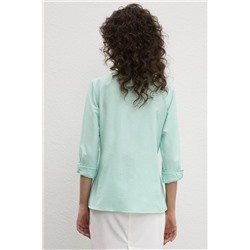 Kadın Mint Uzun Kollu Basic Gömlek
