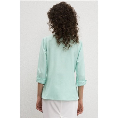 Kadın Mint Uzun Kollu Basic Gömlek
