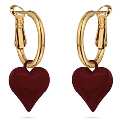 Серьги Сердцебиение (1, 6см, эмаль бургунди; покрытие золото), Есть комплект
