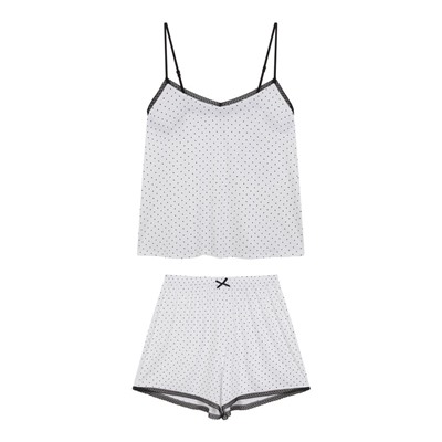 Pijama corto lunares blanco