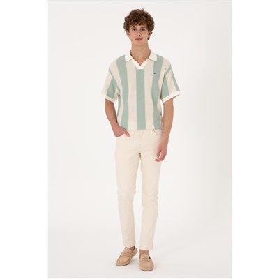 Erkek Ekru Jean Pantolon