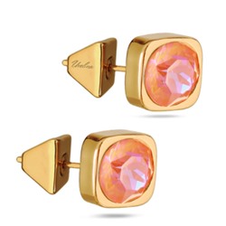 Пусеты Теннис (кристаллы SW оранжевые 8мм; покрытие золото), Есть комплект