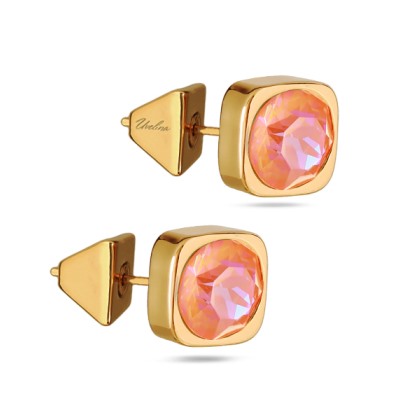 Пусеты Теннис (кристаллы SW оранжевые 8мм; покрытие золото), Есть комплект