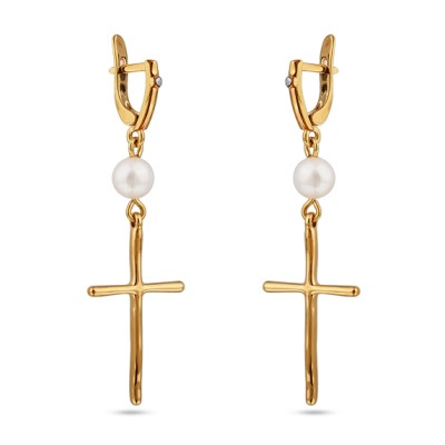 Серьги (жемчуг белый 8мм; покрытие золото), Есть комплект