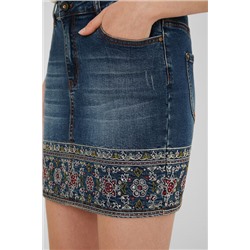 Minifalda vaquera bordados