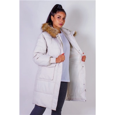 Зимняя удлиненная парка с капюшоном натуральный мех арт.617
