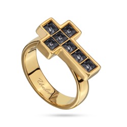 Кольцо Квадро (кристаллы SW темно-серые; покрытие золото), Есть комплект