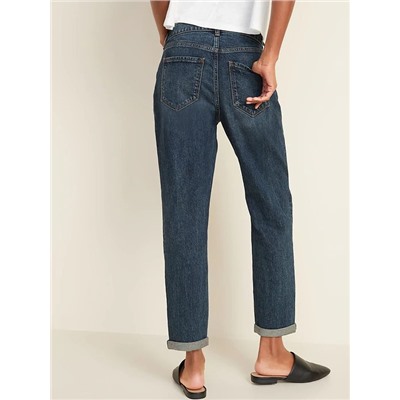 Mid-Rise Boyfriend Straight Jeans for Women