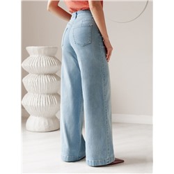 Джинсы трубы с декоративной стиркой из эластичного денима средней плотности