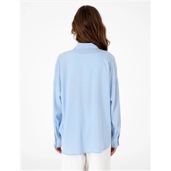 Açık Mavi Oversize Uzun Kollu Gömlek