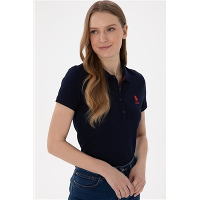 Kadın Lacivert Basic Polo Yaka Tişört